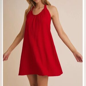 Gilli, Red Textured Halter Mini Dress, Size S | 76